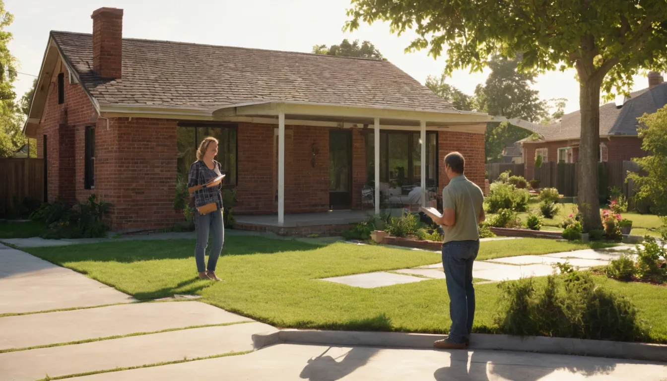 A homeowner reviewing a written concrete quote with a local provider